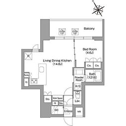 都営浅草線 蔵前駅 徒歩2分の賃貸マンション 2階1LDKの間取り