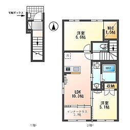 ガーデン中新町 2階2LDKの間取り