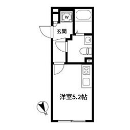 京王線 笹塚駅 徒歩12分の賃貸マンション 地下1階ワンルームの間取り