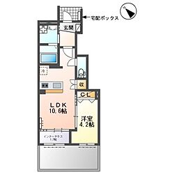 JR関西本線 蟹江駅 3.5kmの賃貸アパート 1階1LDKの間取り