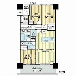 JR常磐線 金町駅 徒歩12分の賃貸マンション 6階3LDKの間取り
