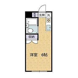 京王線 中河原駅 徒歩5分の賃貸アパート 1階ワンルームの間取り