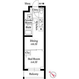 JR京浜東北・根岸線 赤羽駅 徒歩9分の賃貸マンション 4階1DKの間取り