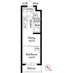 JR京浜東北・根岸線 赤羽駅 徒歩9分の賃貸マンション 4階1DKの間取り