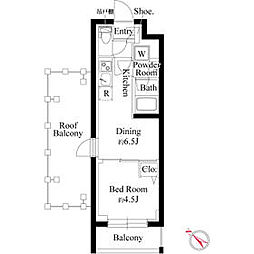 JR京浜東北・根岸線 赤羽駅 徒歩9分の賃貸マンション 4階1DKの間取り
