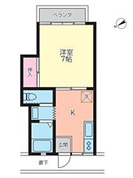 JR南武線 中野島駅 徒歩6分の賃貸アパート 2階1Kの間取り