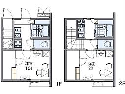 レオネクストペアーズ 1Kの間取図画像