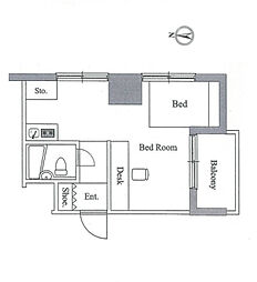 JR山手線 田端駅 徒歩7分の賃貸マンション 6階ワンルームの間取り