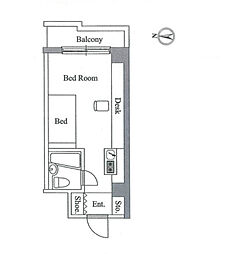 JR山手線 田端駅 徒歩7分の賃貸マンション 2階ワンルームの間取り