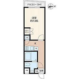 東武東上線 下赤塚駅 徒歩10分の賃貸マンション 1階1Kの間取り