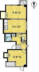 京急大師線 鈴木町駅 徒歩5分の賃貸マンション 3階2DKの間取り