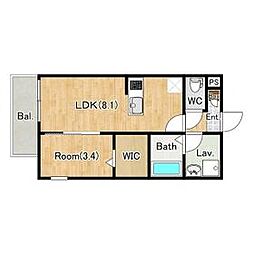 JR内房線 本千葉駅 徒歩10分の賃貸アパート 3階1LDKの間取り