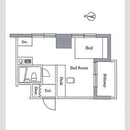 JR山手線 田端駅 徒歩7分の賃貸マンション 6階ワンルームの間取り