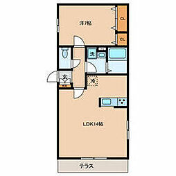 日暮里舎人ライナー 谷在家駅 徒歩3分の賃貸アパート 1階1LDKの間取り