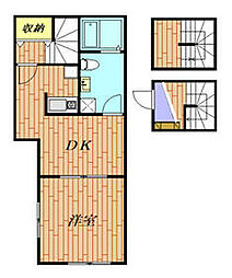 JR山手線 田端駅 徒歩10分の賃貸アパート 3階1DKの間取り