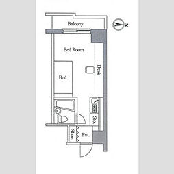 JR山手線 田端駅 徒歩7分の賃貸マンション 6階ワンルームの間取り