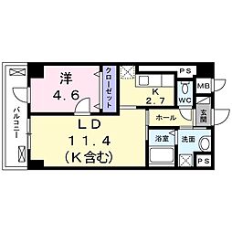 Osaka Metro谷町線 谷町九丁目駅 徒歩6分の賃貸マンション 6階1LDKの間取り