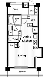 都営大江戸線 若松河田駅 徒歩5分の賃貸マンション 3階ワンルームの間取り