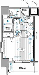 ガーラ・ステーション新丸子 9階1Kの間取り