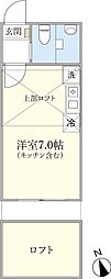 都営大江戸線 新江古田駅 徒歩9分の賃貸アパート 2階ワンルームの間取り
