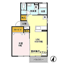 JR両毛線 新前橋駅 徒歩25分の賃貸アパート 2階1LDKの間取り