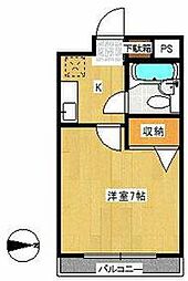 東京メトロ有楽町線 小竹向原駅 徒歩8分の賃貸マンション 2階1Kの間取り