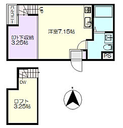 ピアチェーレ新栄 1階ワンルームの間取り