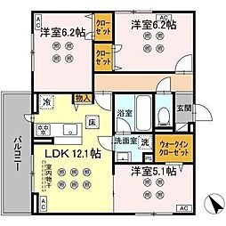 JR内房線 袖ケ浦駅 4.5kmの賃貸アパート 1階3LDKの間取り