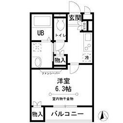 東急大井町線 旗の台駅 徒歩7分の賃貸アパート 1階1Kの間取り