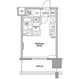 東京メトロ東西線 行徳駅 徒歩1分の賃貸マンション 6階ワンルームの間取り