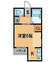 JR総武線 東船橋駅 徒歩5分の賃貸マンション 1階ワンルームの間取り