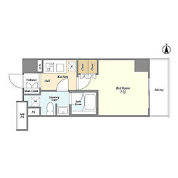 都営新宿線 菊川駅 徒歩9分の賃貸マンション 6階1Kの間取り