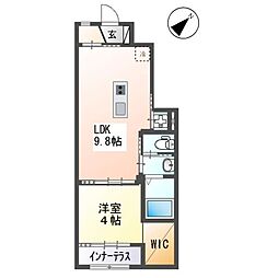 関東鉄道常総線 寺原駅 徒歩9分の賃貸アパート 1階1LDKの間取り