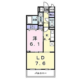 埼玉高速鉄道 鳩ヶ谷駅 徒歩8分の賃貸アパート 3階1LDKの間取り
