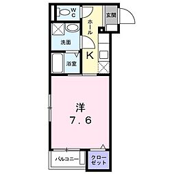 リュミエール東雪谷 1階1Kの間取り