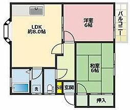 小田急小田原線 柿生駅 徒歩29分の賃貸アパート 2階2LDKの間取り