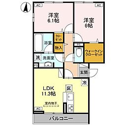 ＥＩＪＵ ＨＯＵＳＥ II 101 1階2LDKの間取り