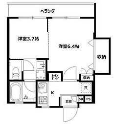 相鉄本線 天王町駅 徒歩7分の賃貸マンション 3階2Kの間取り