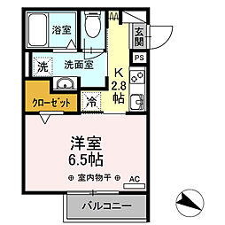 京王井の頭線 浜田山駅 徒歩6分の賃貸アパート 2階1Kの間取り