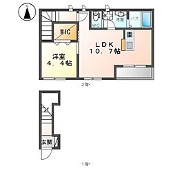 パークサイドメゾン・ソレイユ 2階1LDKの間取り
