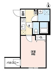 ソレイユ与野(ソレイユヨノ) 1階1Kの間取り