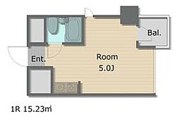 京王線 高幡不動駅 徒歩8分の賃貸マンション 5階ワンルームの間取り