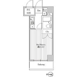 スペーシア池上 5階1Kの間取り
