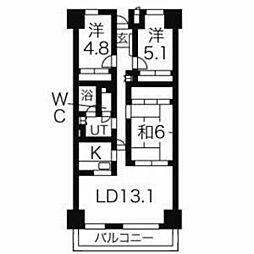 京王線 聖蹟桜ヶ丘駅 徒歩1分の賃貸マンション 6階3LDKの間取り