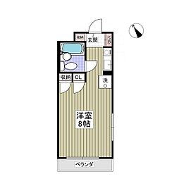 京王相模原線 京王堀之内駅 徒歩15分の賃貸マンション 4階ワンルームの間取り