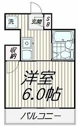 第二ハイツ桐原 3階1Kの間取り