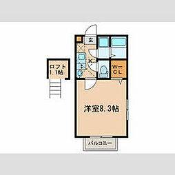 東武東上線 鶴瀬駅 徒歩6分の賃貸アパート 3階1Kの間取り