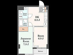 東急大井町線 戸越公園駅 徒歩1分の賃貸マンション 6階2DKの間取り