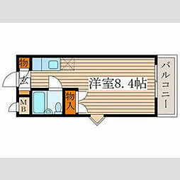 JR中央線 三鷹駅 バス18分 諏訪神社下車 徒歩3分の賃貸マンション 1階ワンルームの間取り