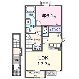 京都丹後鉄道宮豊線 峰山駅 徒歩28分の賃貸アパート 2階1LDKの間取り